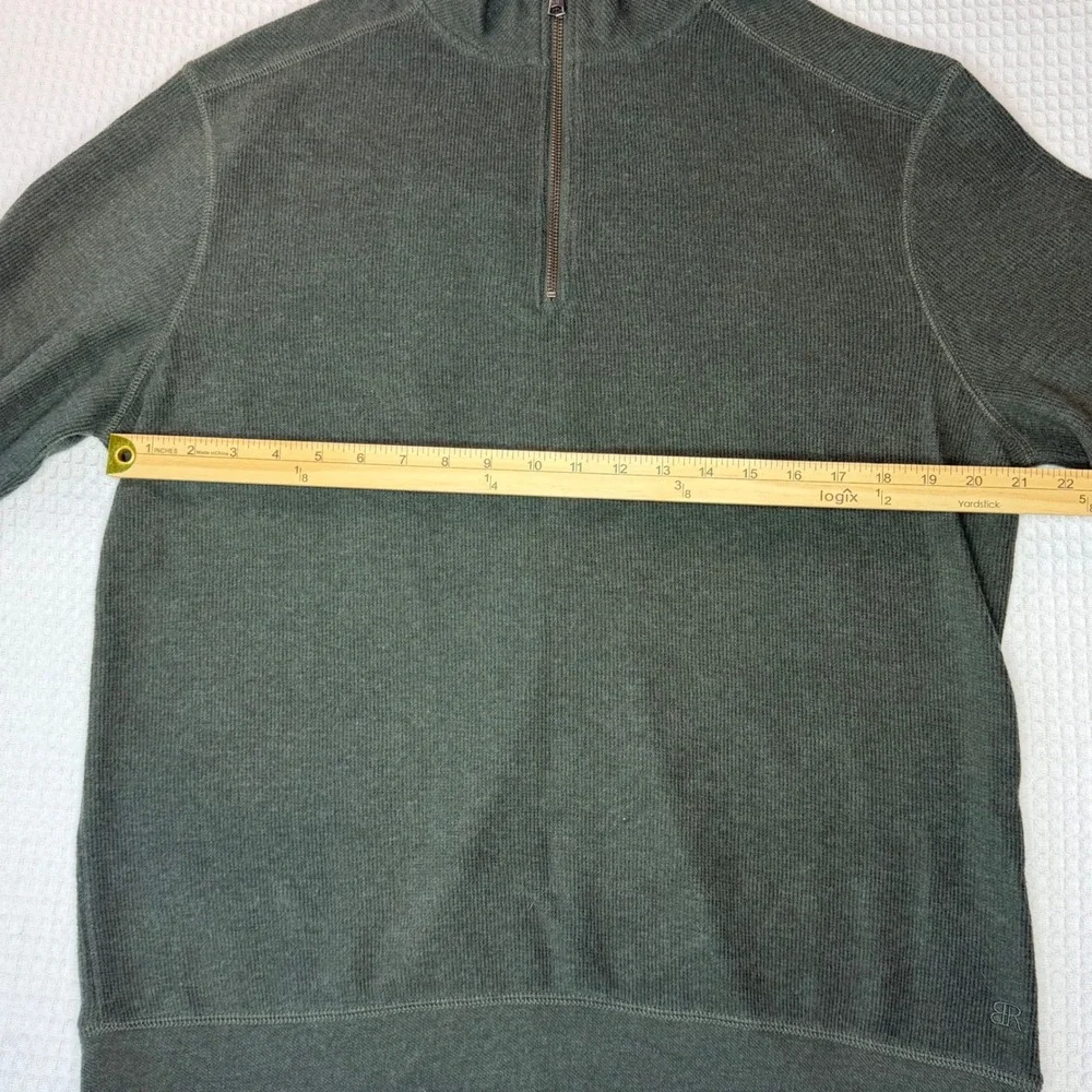Banana Republic Mens Large Olive Green‎ Ribbed Quarter Zip Pullover Sweater L